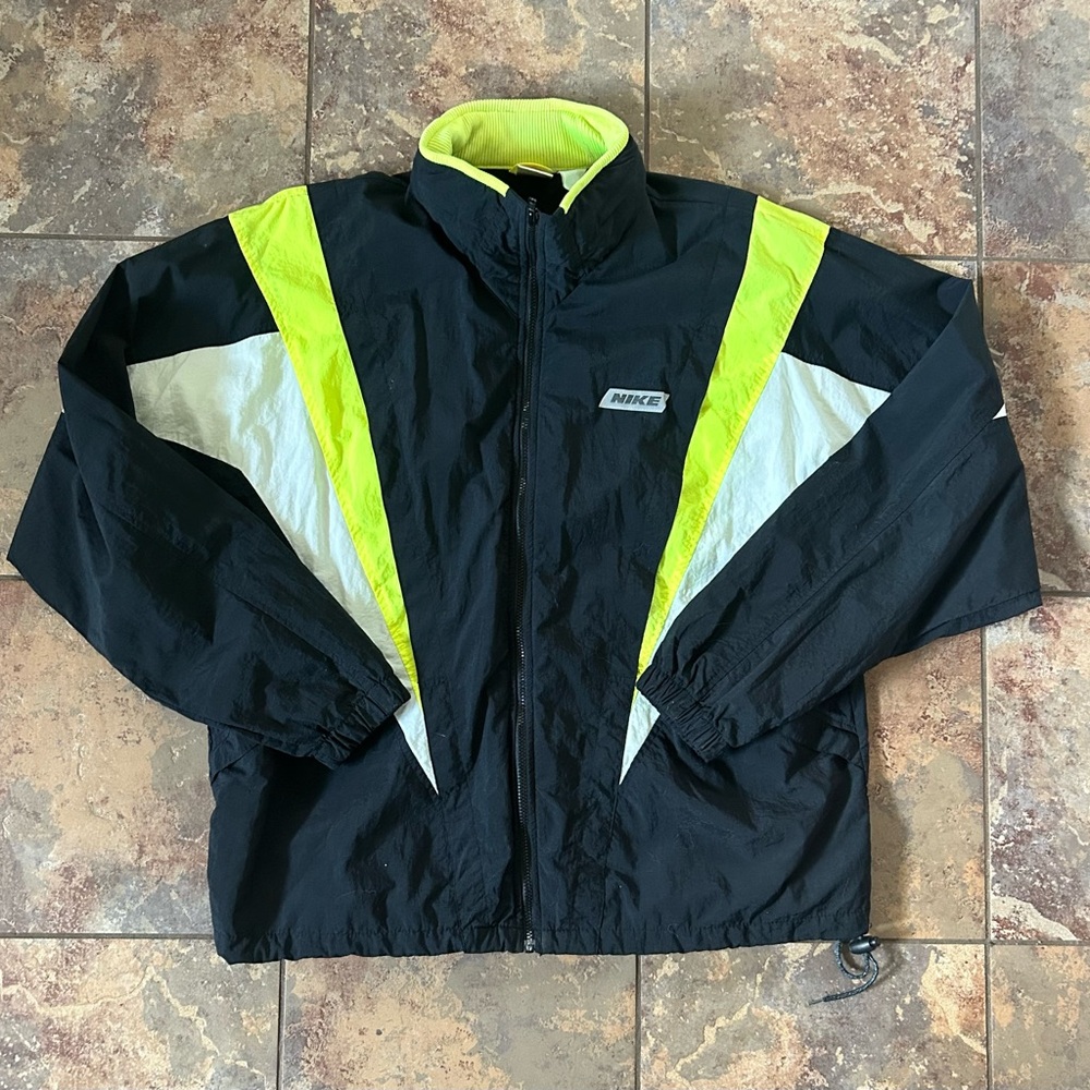 Vintage Nike Black and Neon Yellow Jacket men’s Large L early 90’s EUC rare